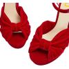 imageFSJ Women Platform Chunky Block High Heel Sandals Peep Toe Ankle Strap Party Evening Dress Pumps Shoes Size 415 USRed Velvet
