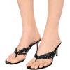 imageFSJ Women Sexy Beaded Trim Strappy Slide Sandals Open Toe Thong Stiletto Flip Flops Slip On Mid Heel Mules Shoe Size 415 M USBlack
