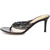 imageFSJ Women Sexy Beaded Trim Strappy Slide Sandals Open Toe Thong Stiletto Flip Flops Slip On Mid Heel Mules Shoe Size 415 M USBlack