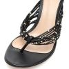 imageFSJ Women Sexy Beaded Trim Strappy Slide Sandals Open Toe Thong Stiletto Flip Flops Slip On Mid Heel Mules Shoe Size 415 M USBlack