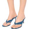 imageFSJ Women Sexy Beaded Trim Strappy Slide Sandals Open Toe Thong Stiletto Flip Flops Slip On Mid Heel Mules Shoe Size 415 M USBlue