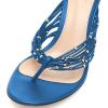 imageFSJ Women Sexy Beaded Trim Strappy Slide Sandals Open Toe Thong Stiletto Flip Flops Slip On Mid Heel Mules Shoe Size 415 M USBlue