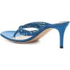 imageFSJ Women Sexy Beaded Trim Strappy Slide Sandals Open Toe Thong Stiletto Flip Flops Slip On Mid Heel Mules Shoe Size 415 M USBlue