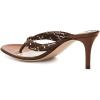imageFSJ Women Sexy Beaded Trim Strappy Slide Sandals Open Toe Thong Stiletto Flip Flops Slip On Mid Heel Mules Shoe Size 415 M USBrown