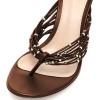 imageFSJ Women Sexy Beaded Trim Strappy Slide Sandals Open Toe Thong Stiletto Flip Flops Slip On Mid Heel Mules Shoe Size 415 M USBrown