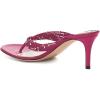 imageFSJ Women Sexy Beaded Trim Strappy Slide Sandals Open Toe Thong Stiletto Flip Flops Slip On Mid Heel Mules Shoe Size 415 M USFuchsia