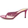 imageFSJ Women Sexy Beaded Trim Strappy Slide Sandals Open Toe Thong Stiletto Flip Flops Slip On Mid Heel Mules Shoe Size 415 M USFuchsia