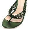 imageFSJ Women Sexy Beaded Trim Strappy Slide Sandals Open Toe Thong Stiletto Flip Flops Slip On Mid Heel Mules Shoe Size 415 M USGreen