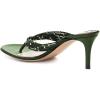 imageFSJ Women Sexy Beaded Trim Strappy Slide Sandals Open Toe Thong Stiletto Flip Flops Slip On Mid Heel Mules Shoe Size 415 M USGreen
