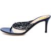 imageFSJ Women Sexy Beaded Trim Strappy Slide Sandals Open Toe Thong Stiletto Flip Flops Slip On Mid Heel Mules Shoe Size 415 M USNavy