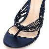 imageFSJ Women Sexy Beaded Trim Strappy Slide Sandals Open Toe Thong Stiletto Flip Flops Slip On Mid Heel Mules Shoe Size 415 M USNavy