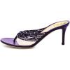 imageFSJ Women Sexy Beaded Trim Strappy Slide Sandals Open Toe Thong Stiletto Flip Flops Slip On Mid Heel Mules Shoe Size 415 M USPurple