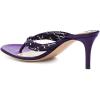 imageFSJ Women Sexy Beaded Trim Strappy Slide Sandals Open Toe Thong Stiletto Flip Flops Slip On Mid Heel Mules Shoe Size 415 M USPurple