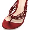 imageFSJ Women Sexy Beaded Trim Strappy Slide Sandals Open Toe Thong Stiletto Flip Flops Slip On Mid Heel Mules Shoe Size 415 M USRed