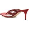imageFSJ Women Sexy Beaded Trim Strappy Slide Sandals Open Toe Thong Stiletto Flip Flops Slip On Mid Heel Mules Shoe Size 415 M USRed