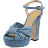 imageFSJ Women Platform Chunky Block High Heel Sandals Peep Toe Ankle Strap Party Evening Dress Pumps Shoes Size 415 USBlue Denim