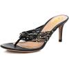 imageFSJ Women Sexy Beaded Trim Strappy Slide Sandals Open Toe Thong Stiletto Flip Flops Slip On Mid Heel Mules Shoe Size 415 M USBlack