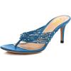 imageFSJ Women Sexy Beaded Trim Strappy Slide Sandals Open Toe Thong Stiletto Flip Flops Slip On Mid Heel Mules Shoe Size 415 M USBlue