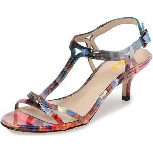 imageFSJ Women Casual TStrap Sandal Open Toe Stacked Kitten Heel Strappy Rhinestone Shoe Size 415 USPainting