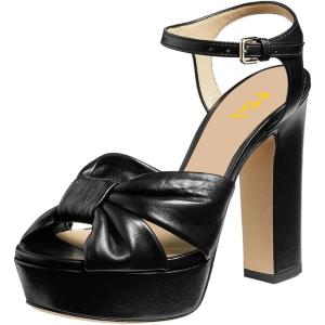 imageFSJ Women Platform Chunky Block High Heel Sandals Peep Toe Ankle Strap Party Evening Dress Pumps Shoes Size 415 USBlack Matte Leather