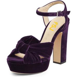 imageFSJ Women Platform Chunky Block High Heel Sandals Peep Toe Ankle Strap Party Evening Dress Pumps Shoes Size 415 USPurple