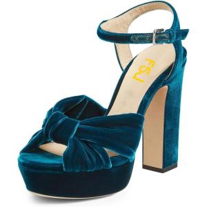 imageFSJ Women Platform Chunky Block High Heel Sandals Peep Toe Ankle Strap Party Evening Dress Pumps Shoes Size 415 USTeal