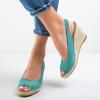imageFSJ Women Chic Peep Toe Espadrilles Wedge High Heel Sandals Elastic Back Strap Slip On Casual Walking Daily Shoes Size 415 USDark Cyan