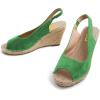 imageFSJ Women Chic Peep Toe Espadrilles Wedge High Heel Sandals Elastic Back Strap Slip On Casual Walking Daily Shoes Size 415 USGreen