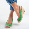 imageFSJ Women Chic Peep Toe Espadrilles Wedge High Heel Sandals Elastic Back Strap Slip On Casual Walking Daily Shoes Size 415 USGreen