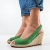 imageFSJ Women Chic Peep Toe Espadrilles Wedge High Heel Sandals Elastic Back Strap Slip On Casual Walking Daily Shoes Size 415 USGreen