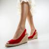 imageFSJ Women Chic Peep Toe Espadrilles Wedge High Heel Sandals Elastic Back Strap Slip On Casual Walking Daily Shoes Size 415 USRed