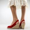 imageFSJ Women Chic Peep Toe Espadrilles Wedge High Heel Sandals Elastic Back Strap Slip On Casual Walking Daily Shoes Size 415 USRed