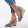 imageFSJ Women Chic Peep Toe Espadrilles Wedge High Heel Sandals Elastic Back Strap Slip On Casual Walking Daily Shoes Size 415 USSteel Blue