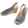 imageFSJ Women Chic Peep Toe Espadrilles Wedge High Heel Sandals Elastic Back Strap Slip On Casual Walking Daily Shoes Size 415 USSteel Blue