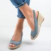 imageFSJ Women Chic Peep Toe Espadrilles Wedge High Heel Sandals Elastic Back Strap Slip On Casual Walking Daily Shoes Size 415 USSteel Blue