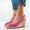 imageFSJ Women Chic Peep Toe Espadrilles Wedge High Heel Sandals Elastic Back Strap Slip On Casual Walking Daily Shoes Size 415 USViolet Red