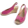 imageFSJ Women Chic Peep Toe Espadrilles Wedge High Heel Sandals Elastic Back Strap Slip On Casual Walking Daily Shoes Size 415 USViolet Red