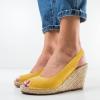 imageFSJ Women Chic Peep Toe Espadrilles Wedge High Heel Sandals Elastic Back Strap Slip On Casual Walking Daily Shoes Size 415 USYellow