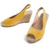 imageFSJ Women Chic Peep Toe Espadrilles Wedge High Heel Sandals Elastic Back Strap Slip On Casual Walking Daily Shoes Size 415 USYellow