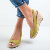 imageFSJ Women Chic Peep Toe Espadrilles Wedge High Heel Sandals Elastic Back Strap Slip On Casual Walking Daily Shoes Size 415 USYellow Green