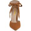 imageFSJ Women Faux Suede Chunky Block Heel Pump DOrsay Pointed Toe Ankle Strap Lace Up Laides Sandal Size 415 USBrown