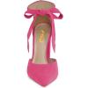 imageFSJ Women Faux Suede Chunky Block Heel Pump DOrsay Pointed Toe Ankle Strap Lace Up Laides Sandal Size 415 USHot Pink