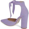 imageFSJ Women Faux Suede Chunky Block Heel Pump DOrsay Pointed Toe Ankle Strap Lace Up Laides Sandal Size 415 USLavender