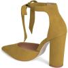 imageFSJ Women Faux Suede Chunky Block Heel Pump DOrsay Pointed Toe Ankle Strap Lace Up Laides Sandal Size 415 USOlive Drab