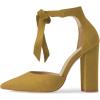 imageFSJ Women Faux Suede Chunky Block Heel Pump DOrsay Pointed Toe Ankle Strap Lace Up Laides Sandal Size 415 USOlive Drab