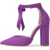 imageFSJ Women Faux Suede Chunky Block Heel Pump DOrsay Pointed Toe Ankle Strap Lace Up Laides Sandal Size 415 USPurple