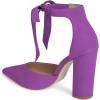 imageFSJ Women Faux Suede Chunky Block Heel Pump DOrsay Pointed Toe Ankle Strap Lace Up Laides Sandal Size 415 USPurple