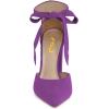 imageFSJ Women Faux Suede Chunky Block Heel Pump DOrsay Pointed Toe Ankle Strap Lace Up Laides Sandal Size 415 USPurple