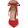 imageFSJ Women Faux Suede Chunky Block Heel Pump DOrsay Pointed Toe Ankle Strap Lace Up Laides Sandal Size 415 USRed