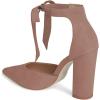 imageFSJ Women Faux Suede Chunky Block Heel Pump DOrsay Pointed Toe Ankle Strap Lace Up Laides Sandal Size 415 USRosybrown